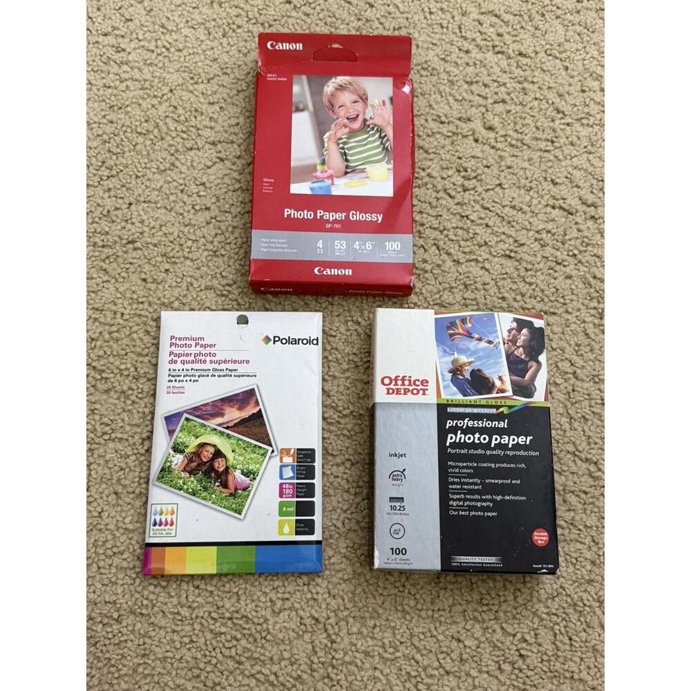 Photo Paper Lot – Polaroid Sealed + Canon & Office Depot Glossy 4x6